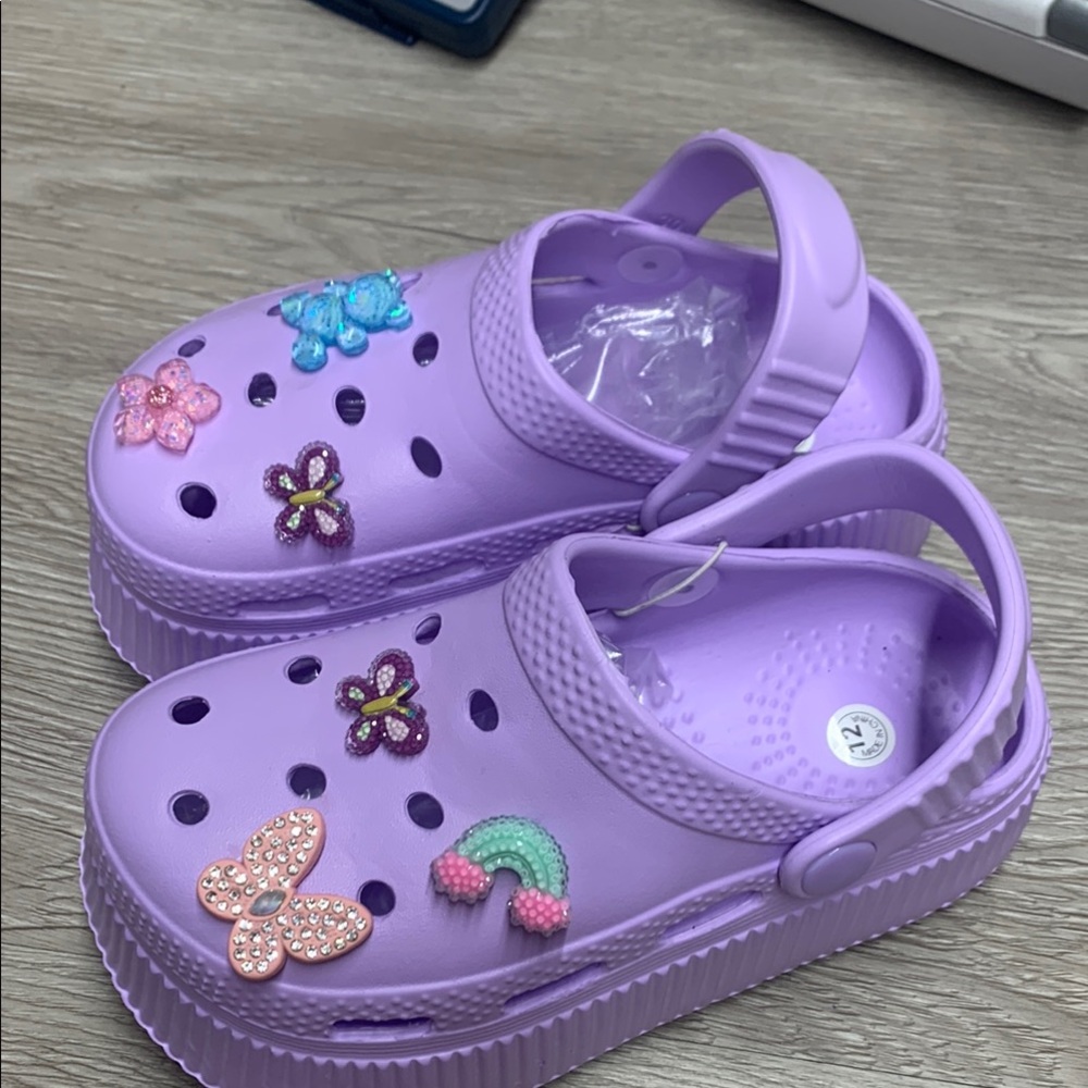 Purple Kids Clogs with Charms
